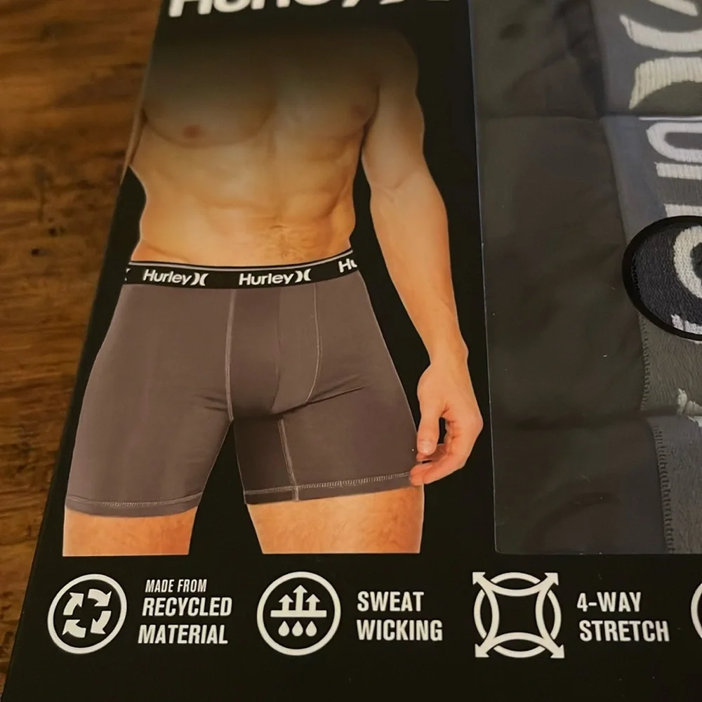 Hurley 3 Pack Boxer Briefs XL All Black